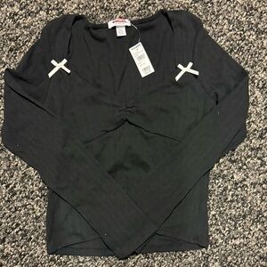 RSQ by Tillys Black Bow Detail Long Sleeve Top | Women’s XXL | NWT